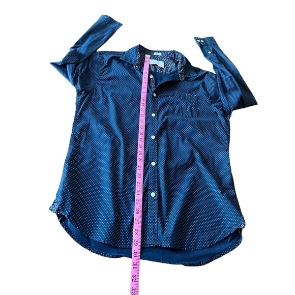 Paper Denim & Cloth Men’s Navy Blue Dotted Button Front Shirt, Size XL - Picture 8 of 9